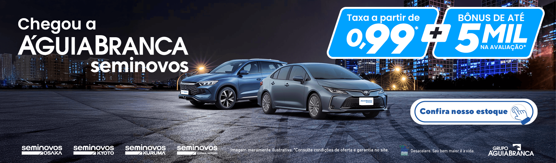 Banner Promocional de Carros Seminovos Águia Branca